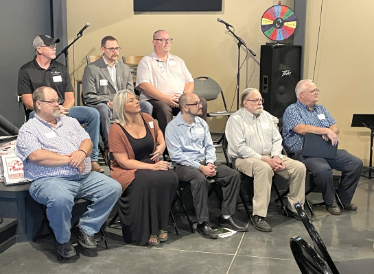 Eight of nine Goddard City Council candidates were in attendance at last week’s Goddard Chamber of Commerce meeting. Travis Mounts/TSnews