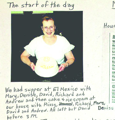 This picture and note is from May 3, 1999. The day began as Della Shafer’s 68th birthday, but for most people it is remembered as the date of the Haysville tornado. The picture and note are from the scrapbook she made to commemorate that day. It has been digitized and is available for the public to view online at www.haysvillecommunitylibrary.org.