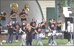 The Conway Springs High School marching band delivers a performance of heavy metal tunes. Travis Mounts/TSnews