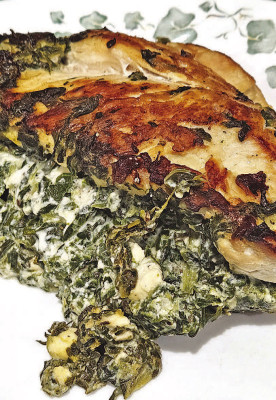 Spinach stuffed chicken features tons of flavor from feta and cream cheese, along with garlic and loads of herbs and spices.