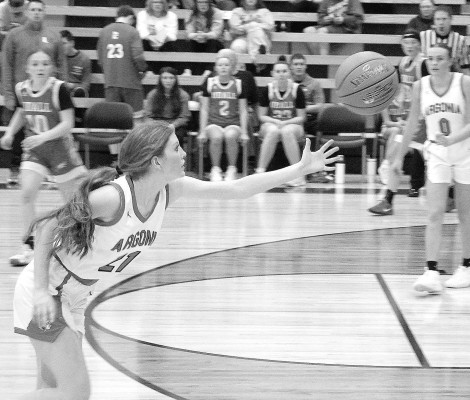 Emmah Phillips goes after a loose ball during the Raiders’ win last week against Udall. Argonia placed fifth in the Border Queen Tournament. Sarah Vineyard/ Contributed photo