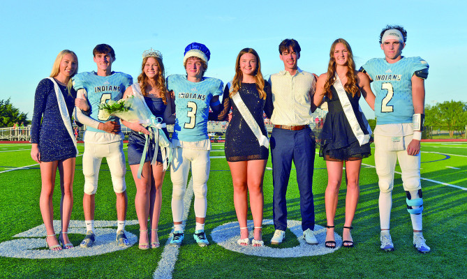 ABOVE: The Clearwater Indians homecoming court at the end of fall homecoming, which was held last Friday before Clearwater’s game with Cheney. BELOW: The CHS homecoming candidate couples were, from left, Camryn Carlson and Trent Fisher, Kenzy McArtor and Dylan Hanna, Brynna Christiansen and Cooper Williams, and Keely Dlugokecki and Carter Toothaker. Dale Stelz/TSnews