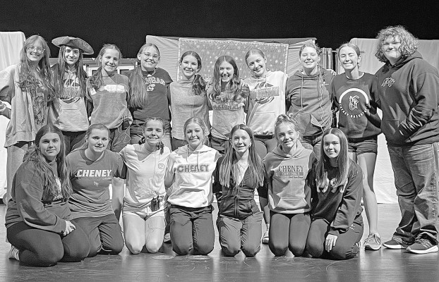 The cast and crew of “Peter Pan” includes, back row from left: Ellie Anderson, Olivia de la Serna, Tori Rosenhagen, Gracelyn Henning, Haven Wehrman, Bridget Wells, Kendall Foley, Addison Krehbiel, Briley Scheer and Jaxen Clark; and front row from left, Cheyenne Galloway, Kenna Markel, Audrey Webb, Emme Bearley, Ella Haar, Avyn Grandy and Emalyn Schauner. Not pictured: Keiny Wilson. Contributed photo