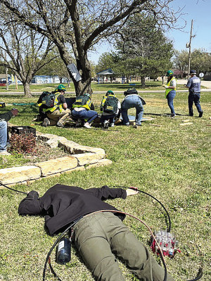 Students take part in a practical drill during a CERT class. Sedgwick County will host a class in Cheney at the end of March. Contributed photo