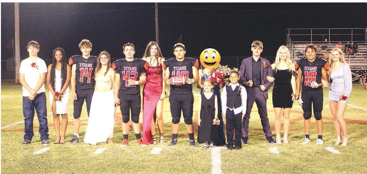 ABOVE: The fall homecoming court for Argonia High School. BELOW: The candidate couples were, from left, Silas Boetcher, Lincoln Warner and Lakelyn Love, and Joshua Gregg and Jessi Baker. One member of the court is unnamed and her picture is obscured due to privacy concerns. Travis Mounts/TSnews