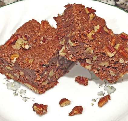Pecan brownies are flavored with butter, unsweetened chocolate and vanilla, along with lots of pecans to create a great dessert for a small gathering or cookie exchange.
