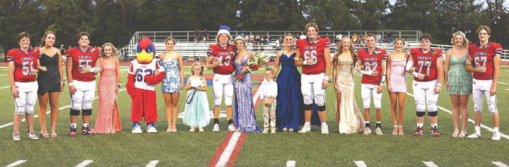 ABOVE: The 2024 fall homecoming candidate court at Cheney High School BELOW: The candidate couples were, from left, king Josh Burdick and queen Karstyn Inslee, Kohlton Roholoff and Taryn Bennett, Cameron Eastman and Adelle Fouquet, and Alayna Wehrman and Garren Campbell. Andrea McDaniel/TSnews