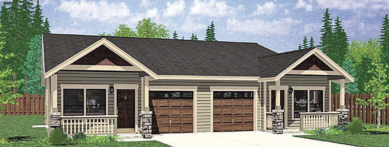 This rendering shows what one of the single-story duplexes will look like. Construction should begin late this year or early in 2026. Contributed image