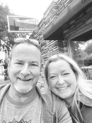 Publisher Paul Rhodes and Kim Swansen outside the Beacon Restaurant in downtown Wichita. Paul Rhodes/TSnews