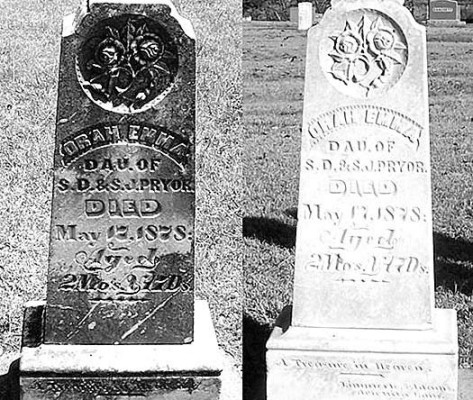 These photos give a before-andafter look at the cleaning of an old gravestone. Contributed photos