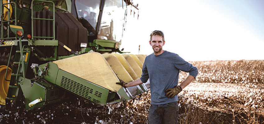 Talan Shinn has harvested cotton on his Sumner County farm for 16 years. His family was one of the first in the area to begin growing cotton. Kansas Living/Contributed photo