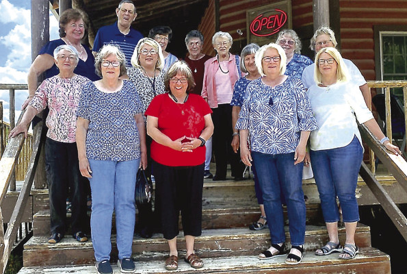 Members of the Viola FCE group gathered in Peck in May. Pictured are, back from left to right, Geneva Richards, Chip Vancuren, Diana Vancuren, Carol Bates, Wanda Farmer, Barbara Warner, Sandy Wise, and Janet Reusser. Second row, Lee Steen and Bobbi Pauly. Front, Charlotte Dawson, Jeana Bender, Nancy Seiwert and Brenda Maness. Contributed photo