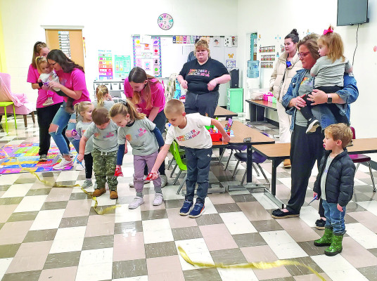 Children at Sunflower Station help cut the ribbon at January’s ribbon cutting for the new daycare center in Argonia. Sunflower Station is operated by the Argonia School District, but is open to the entire community and to surrounding towns. Sarah Vineyard/Contributed photo