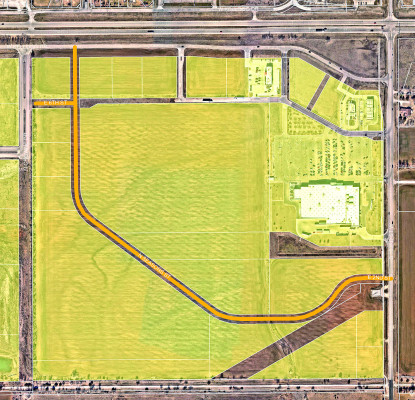 A new road through the Goddard Galleria (shown in orange) would connect 183rd Street West south of Walmart, to N. Crowne Drive and Kellogg Drive near Genesis Health Club. Contributed image