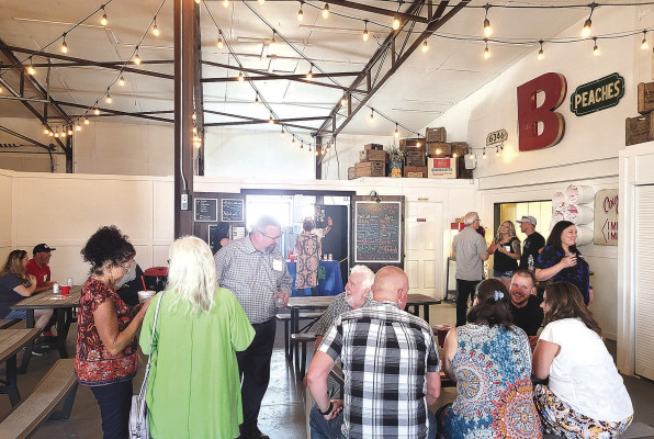 Haysville Chamber of Commerce members visit during last Thursday's social event at Blood Orchard Brewing Company. Paul Rhodes/TSnews