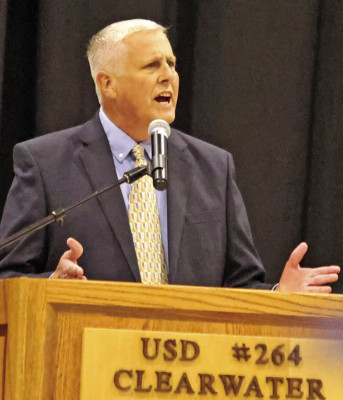 Lex Rhoadarmer was the featured speaker at this year’s graduation at Clearwater High School. He has retired after a long career at CHS. Stephanie McKennon/TSnews