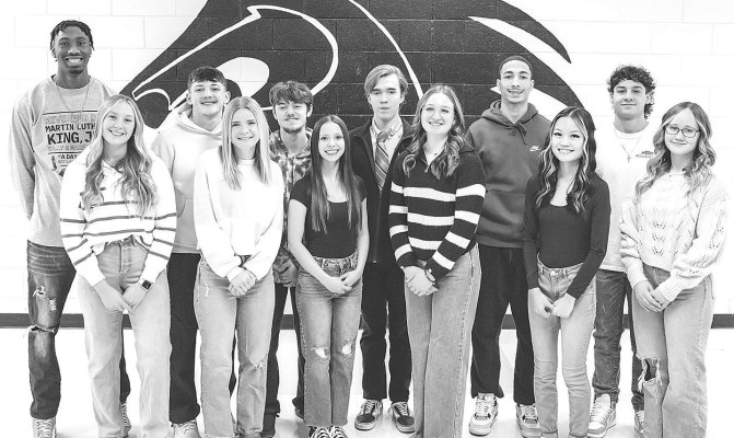 The Campus High School homecoming king candidates are, back row from left, Andrell Burton, Jacob Webber, Zack Farabough, Javen VanDyke, Kaason Thomas and Quinten Daily. The homecoming queen candidates are, front from left, Abigail Araiza, Corrigan Bielefeld, Kaitlyn Templeton, Haylie Hutto, Trisha Lam and Kylah Parson. Coronation will be between the girls and boys varsity games this Friday. Contributed photo