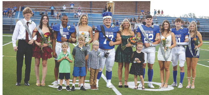ABOVE: The homecoming court at Goddard High School. BELOW: The homecoming candidate couples at GHS were, from left, James Alexander and Elaina Baldwin, Alex Carpenter and Sadie Bowyer, Jaden Cohens and Jaedyn Burkhart, Preston Hagel and Ashley Poe, Kaiden Stroot and Abigail Sowersby. Stephanie McKennon/TSnews