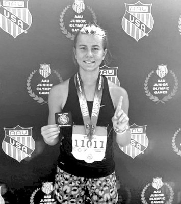 Autry Young repeated as Junior Olympics national champion in shot put. She won the 13-year-old girls' competition in Greensboro, N.C. Contributed photo