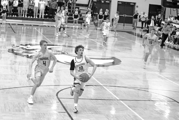 Seth Dugan leads a breakaway opportunity for Garden Plain during the Owls’ winter homecoming victory over the Chaparral Roadrunners. It was the Owls’ sixth straight victory. Stephanie McKennon/TSnews