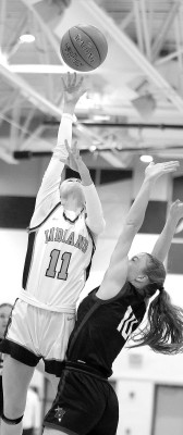 Callie Noland shoots over a Buhler defender during last Friday’s home game in Clearwater. Stephanie McKennon/TSnews