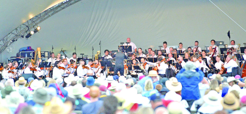 Conductor Gonzalo Farias leads the Kansas City Symphony during Saturday’s Symphony in the Flint HIlls. This year’s event – the 18th so far – was held in Waubunsee County, between Topeka and Junction City. Subscribers can see many more photos online at www.tsnews.com. Paul Rhodes/TSnews