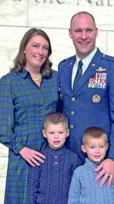 Thaddeus Ronnau pictured with his wife, Nicole, and their sons. Ronnau was recently promoted to the rank of Colonel in the United States Air Force. Contributed photo