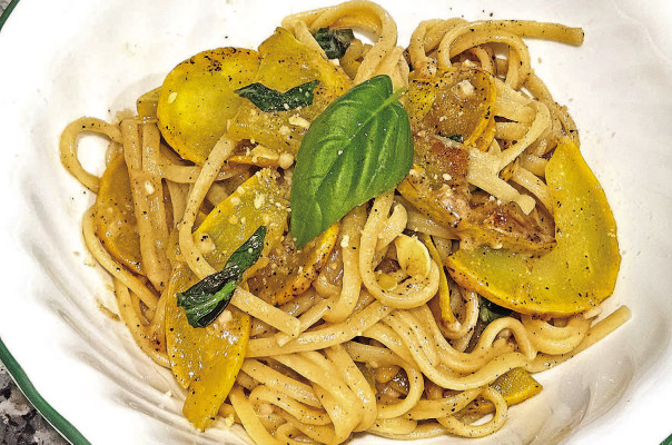 Garlic parmesan summer squash pasta is a great light summer recipe that features fresh basil and summer squash that is lightly seasoned and served with a from-scratch parmesan sauce.