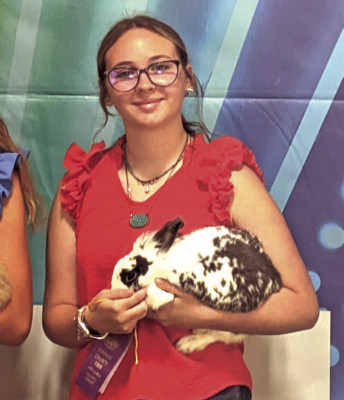 Conway Springs resident Paisley Haskins won rabbit showmanship at the Sumner County Fair in Caldwell, and took top honors at that fair and at the Sumner County 4-H Fair in Wellington in early July. Contributed photo