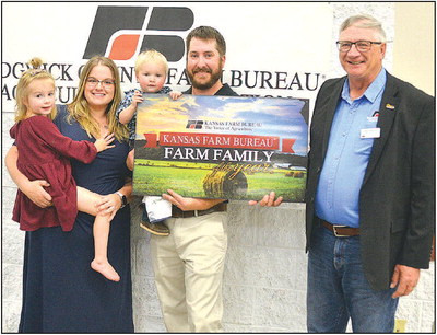 Michael and Amber Speer and their children were recognized as the 2023 Farm Family of the Year at the Sedgwick County Farm Bureau banquet, which took place in Wichita. Dale Stelz/TSnews