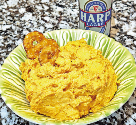 Irish pub cheese is a fantastic party dip that goes especially well with salty snacks like pretzels but can also pair with vegetables and even apple slices.