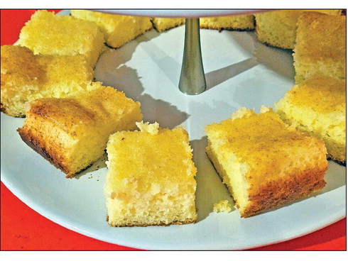 There are only three ingredients in this easy lemon cake (and one is optional). The best part is it can be served in slices to be eaten with a fork or as a finger food for your next gathering.