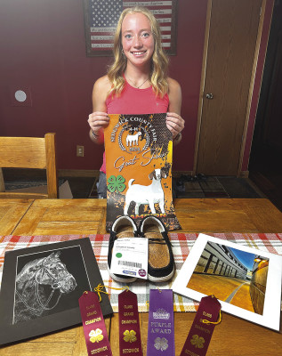 Erika Wiese of the Cheney Challengers shows off her fair entries. Contributed photo
