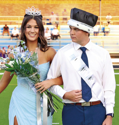 Taylor Fry and Isaac Wright were named as the Eisenhower High School homecoming queen and king during coronation on Friday night. Turn to Page B10 for the TSnews homecoming scrapbook. The Tigers picked up their second win of the season, beating Salina South. Read more in Sports, starting on Page B1. The last of the local fall homecomings is Friday in Garden Plain. Read more on Page A5. Matt Bucher/Ginger Viking Fotos