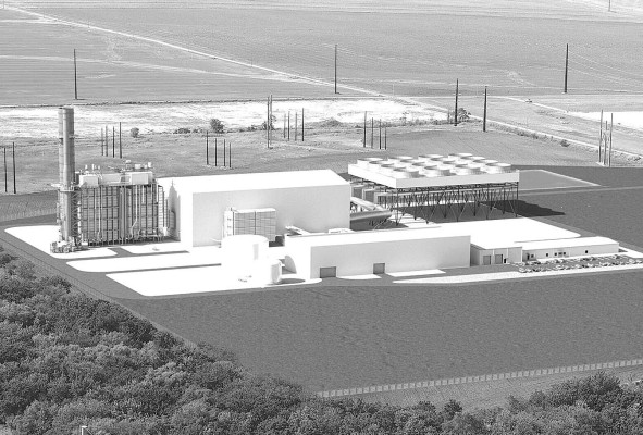 Evergy released this rendering of the natural gas power plants that it will build in Sumner and Reno counties. Contributed image