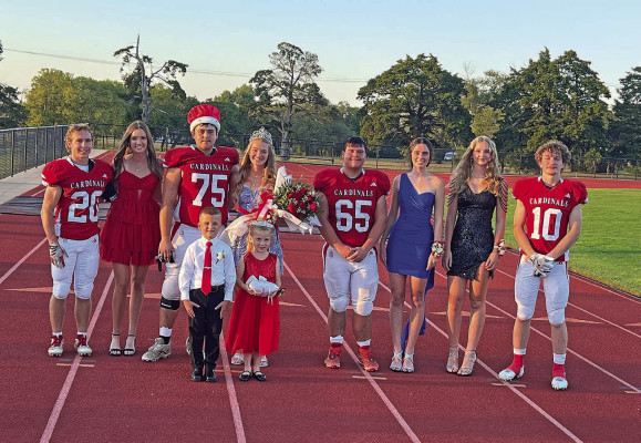 ABOVE: The Conway Springs High School homecoming took place before last Friday’s football game. BELOW: The homecoming king and queen candidates were, from left, Joseph Beck and Sadie Koester, Konner Bidwell and Reece Johnson, Logan Osner and Morgan Koester, and Ashton Stull and Miley Pauly.