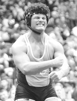 Lucas Freeman of Eisenhower celebrates his win in the fifth-place match on Saturday at Hartman Arena in Park City. Travis Mounts/TSnews