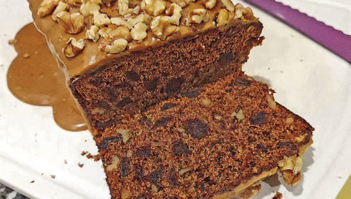 Walnut date coffee cake has a great combination of flavors, from the hints of stone fruit with the dates to the nuttiness of the walnuts and the sweet bitterness of the coffee.