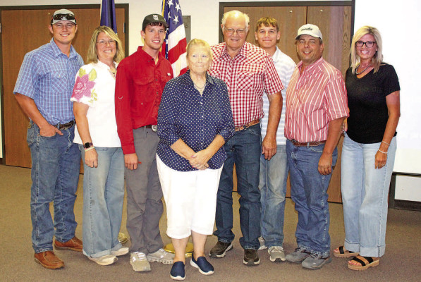 Danny and Amy Shoffner were named the Farm Family of the Year by Sumner County Farm Bureau. They were joined by family members at the award ceremony in Wellington. The next two generations are involved in farming, as well. Travis Mounts/TSnews