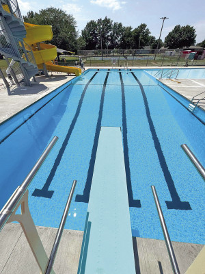 The lines for the swim lanes are easily visible from the diving board at the new Garden Plain municipal pool. The slide also is visible. Contributed photo