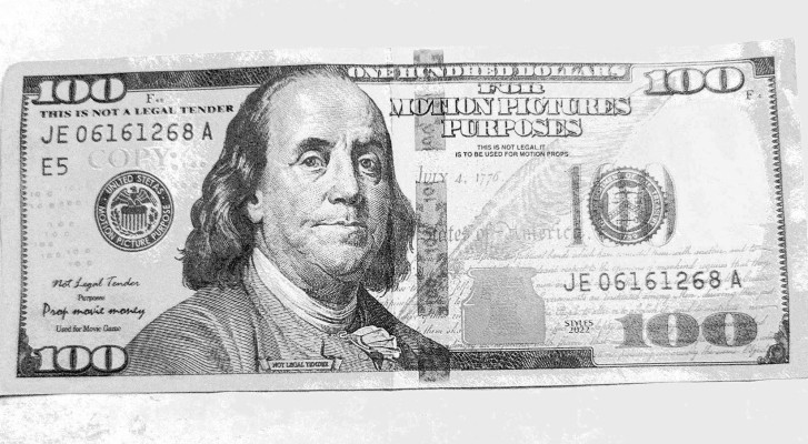 This $100 bill sure looks good on first glance...but it's a “prop” piece, as stated on both sides of the worthless paper it's printed on. Paul Rhodes/TSnews
