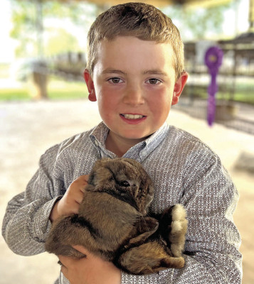 Wyatt Bracken holds his grand champion rabbit, Icicle, at the Sedgwick County Fair. Brianna Barnes/TSnews