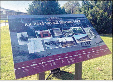 This sign at the north end of the W.W. Hays Village Historic Park shows the time-See line of Haysville’s Historic District. City of Haysville/Contributed photo