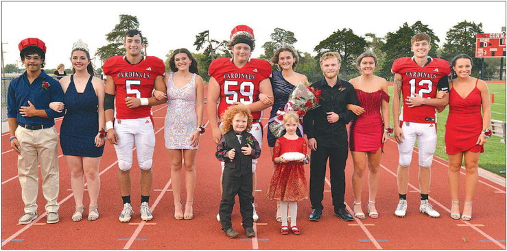 ABOVE: The 2023 fall homecoming court at Conway Springs High School. BELOW: The homecoming candidate couples were, from left, Kevin Ebenkamp and Gabby Dalbom, Brayden Kunz and Julia Zoglmann, Jacob Osner and Haylee Osnter, and Taylor Wykes and Olivia Lange. Dale Stelz/TSnews