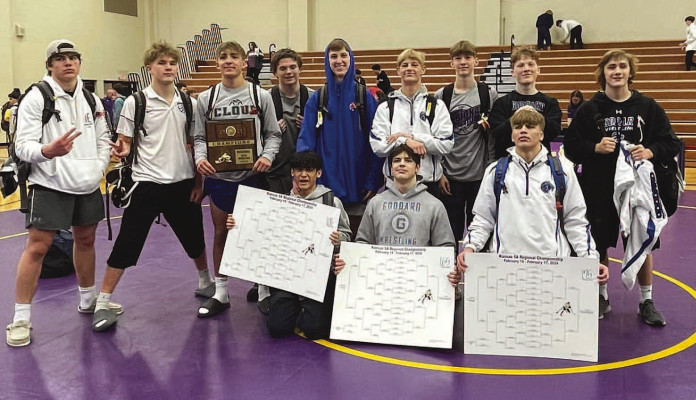 The Goddard Lions will return to the Class 5A State wrestling tournament with 11 boys and one girl. The boys team is looking for its ninth State championship in the past 10 years. Contributed photo