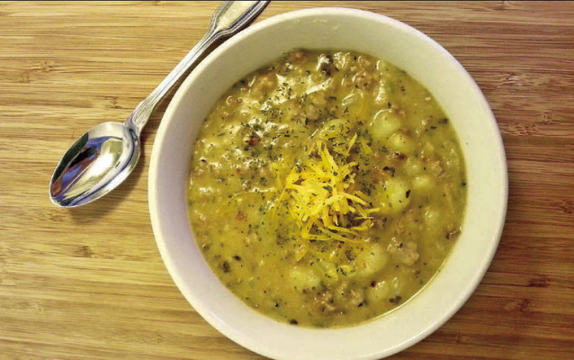 This cheesy Italian sausage potato chowder comes together easily and will warm you down to the tips of your toes.