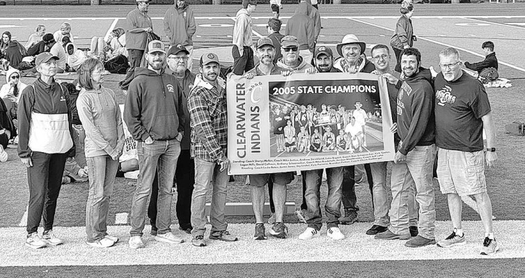 At last Friday's home track and field meet, Clearwater High School honored the team members and coaches from the 2005 State team, which set several girls and boys records and won the Class 4A boys team championship. Contributed photo