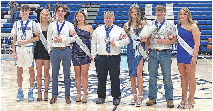 ABOVE: The Mr. and Miss CHS court was recognized on Friday night at Clearwater High School. The selected candidates are seniors who are chosen based because they best represent CHS in regard to involvement, attitude and character. BELOW: The candidates were, from left, Trent Fisher and Camryn Carlson, Carter Toothaker and Keeley Dlugokecki, Cooper Woodruff and Kaylee Hampton, and Caden Burford and Kenzy McArtor. Stephanie McKennon/TSnews