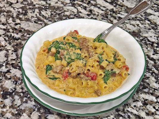 Creamy parmesan sausage ditalini soup is hearty and full of flavors that stick to your bones. From the sausage to the parmesan, this soup is sure to warm you up on a cold day.