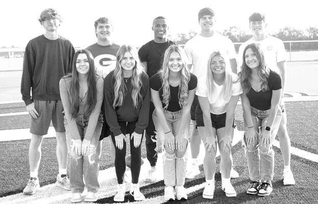 This year’s Goddard High School queen candidates are, front row from left, Elaina Baldwin, Sadie Bowyer, Jaedyn Burkhart, Ashley Poe and Abigail Sowersby. The king candidates are, back row from left, James Alexander, Alex Carpenter, Jaden Cohens, Preston Hagel and Kaiden Stroot. Contributed photo